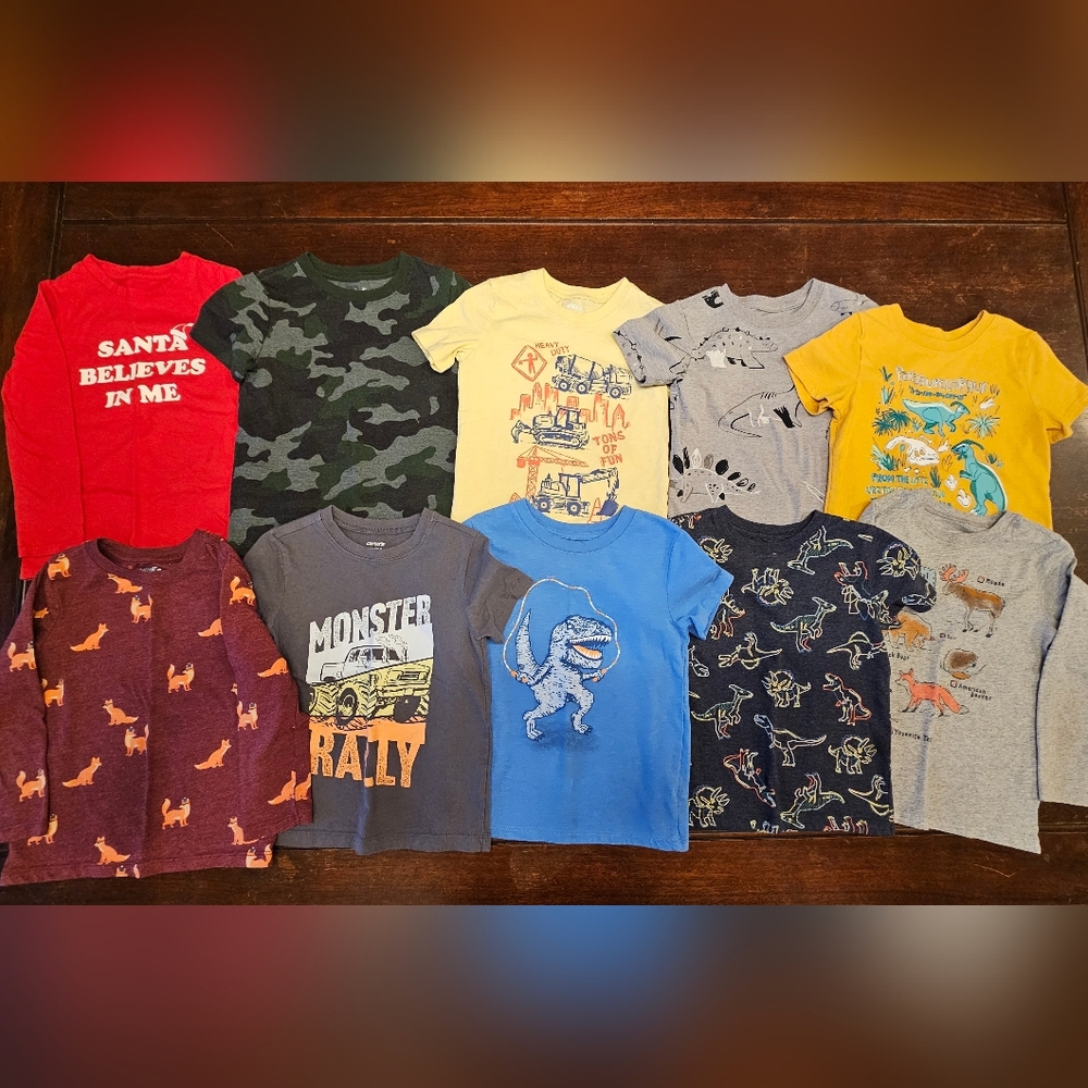 Mixed Lot Of 10 Boys T-Shirts Size 4T + 1 Pajama Set - Carter's, Cat and Jack +